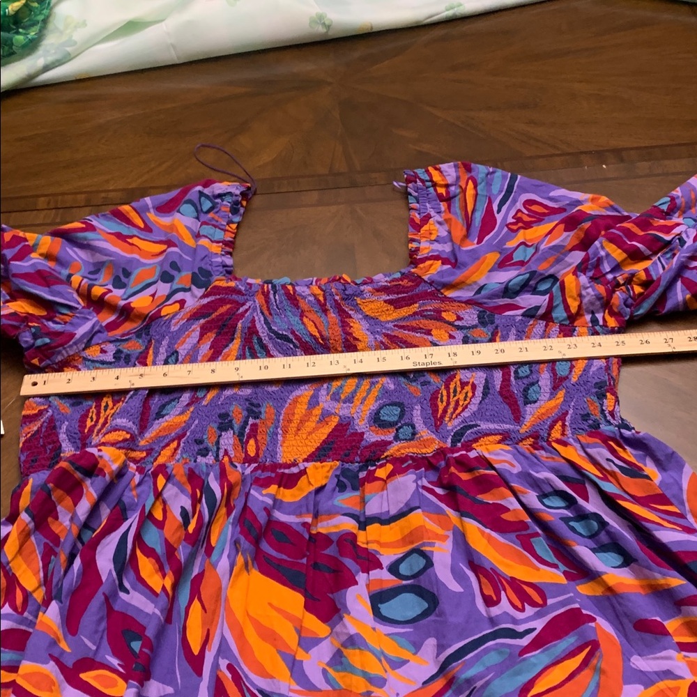 🧋 TERRA & SKY Abstract Butterfly Island Purple Print Smock Top NWT 4X - Picture 14 of 15
